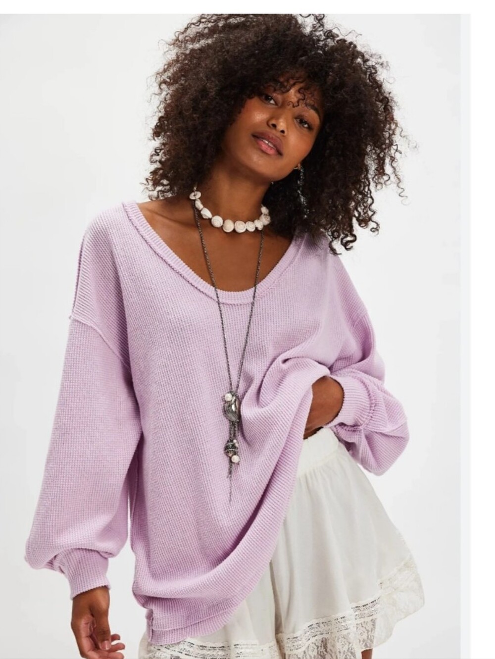 We The Free Coast 2 Coast Thermal Long Sleeve Top In Blush Lilac Size M